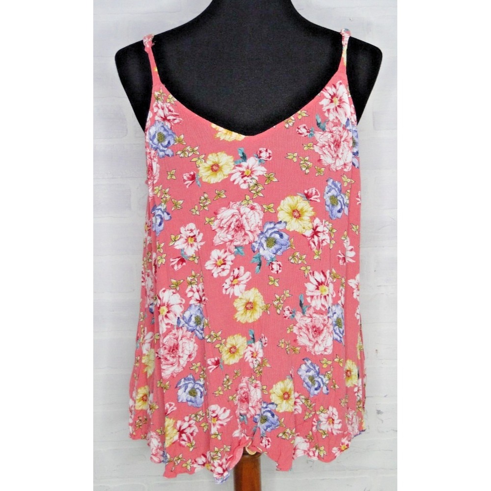 Torrid Size 2 Pink Floral‎ Spaghetti Straps Top 100% Rayon